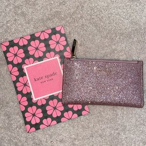 KATE SPADE Small Rose Gold Glitter Wallet